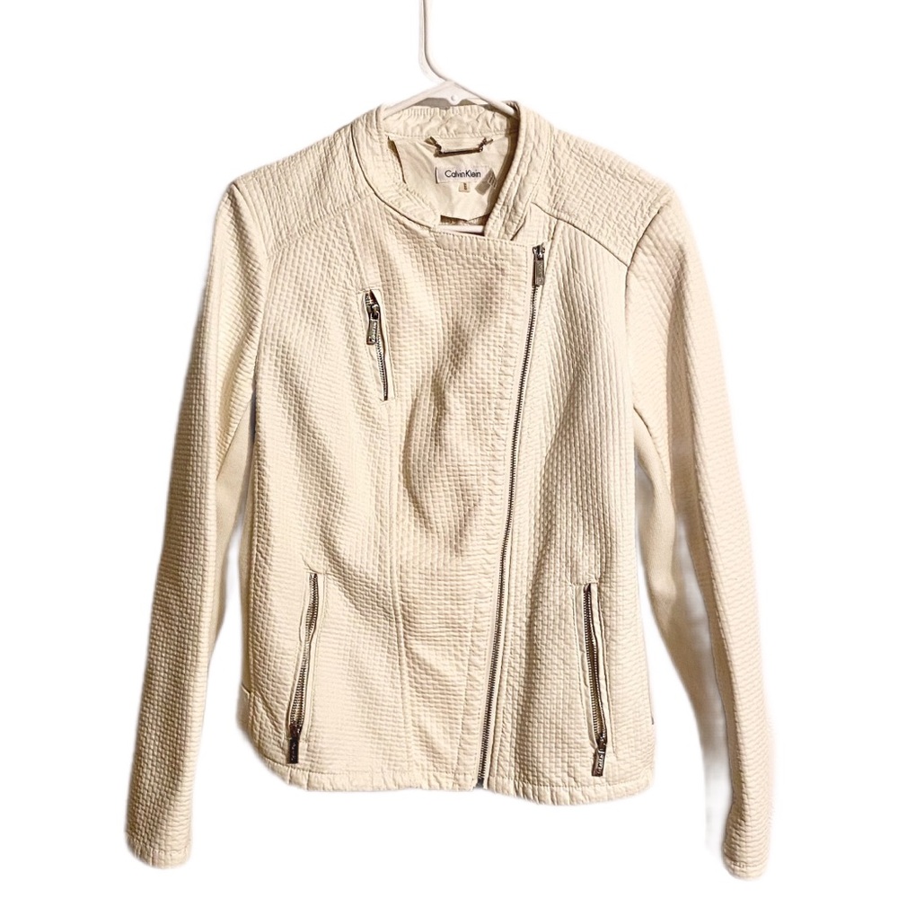 Calvin Kline Faux Leather Moto Jacket Womenâs Medium